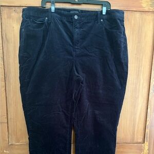Talbots Woman Black Crushed Corduroy Pants Straight Leg Size 20W